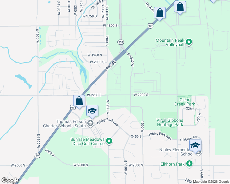 map of restaurants, bars, coffee shops, grocery stores, and more near 1155 West 2200 South in Logan