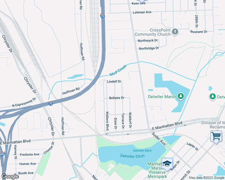 map of restaurants, bars, coffee shops, grocery stores, and more near 3703 Dixie Drive in Toledo