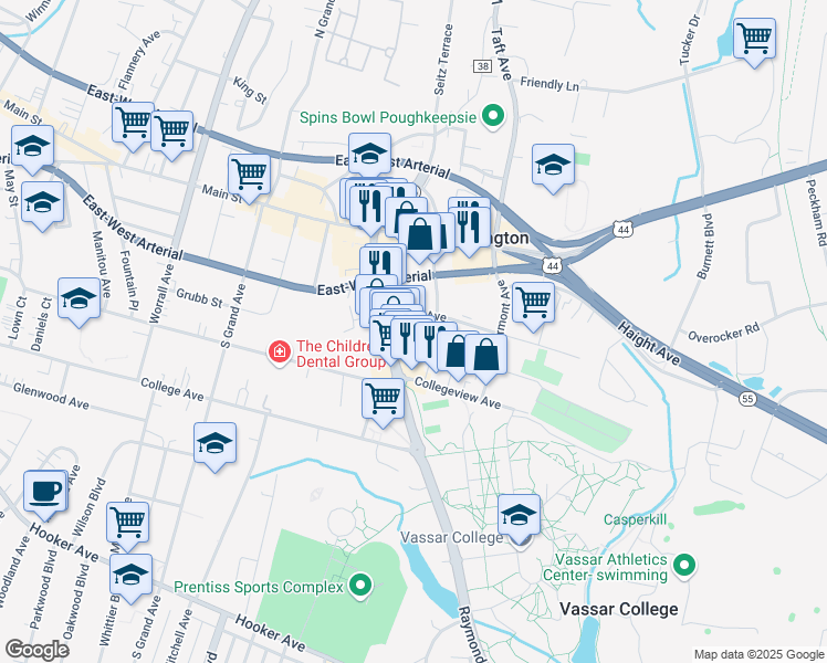 map of restaurants, bars, coffee shops, grocery stores, and more near 48 New York 376 in Arlington