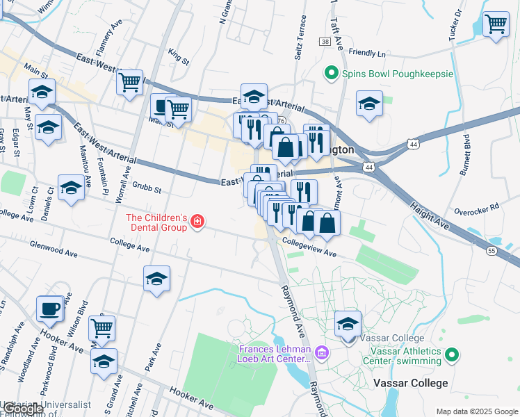 map of restaurants, bars, coffee shops, grocery stores, and more near 48 New York 376 in Arlington