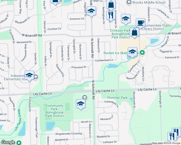 map of restaurants, bars, coffee shops, grocery stores, and more near 501 Old Stone Road in Bolingbrook