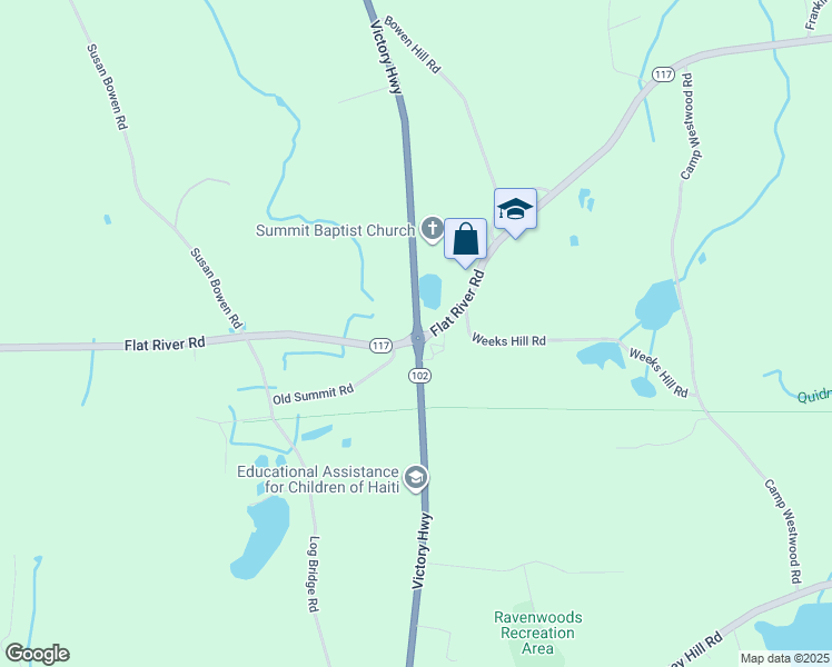 map of restaurants, bars, coffee shops, grocery stores, and more near Rhode Island 102 in Coventry