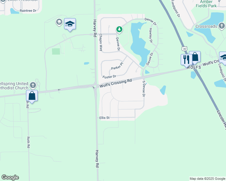 map of restaurants, bars, coffee shops, grocery stores, and more near 2700-2926 Harvey Road in Oswego