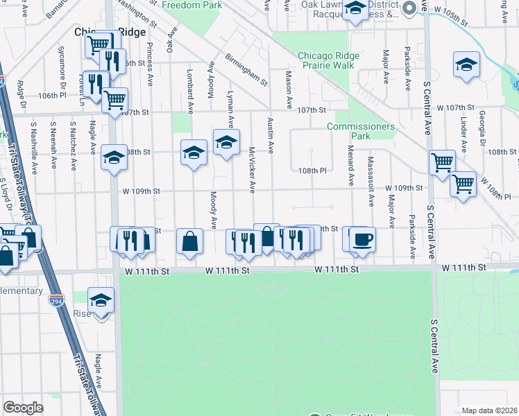 map of restaurants, bars, coffee shops, grocery stores, and more near in Cook County