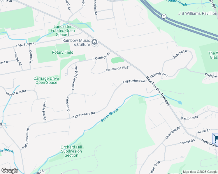 map of restaurants, bars, coffee shops, grocery stores, and more near 421 Tall Timbers Road in Glastonbury