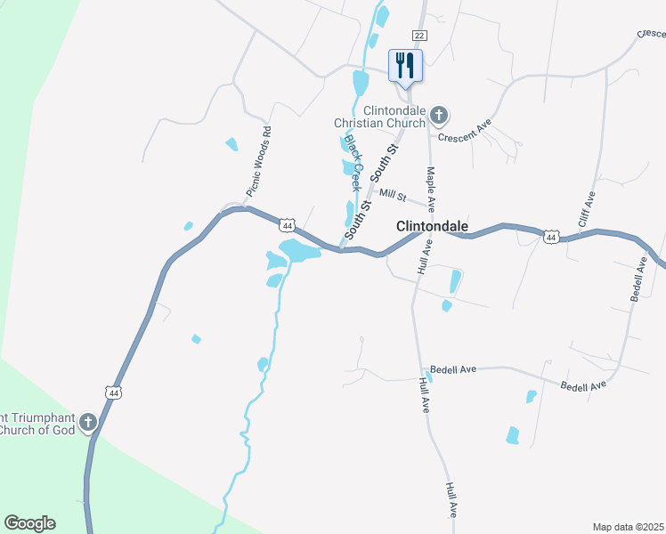 map of restaurants, bars, coffee shops, grocery stores, and more near 1151 U.S. 44 in Clintondale