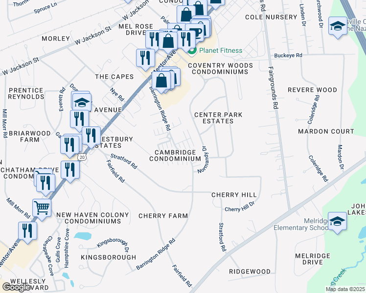 map of restaurants, bars, coffee shops, grocery stores, and more near 1651 Mentor Avenue in Painesville