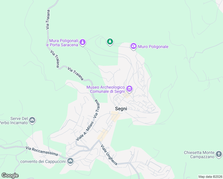 map of restaurants, bars, coffee shops, grocery stores, and more near 76 Via Porta Saracena in Segni