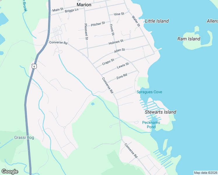 map of restaurants, bars, coffee shops, grocery stores, and more near 231 Converse Road in Marion