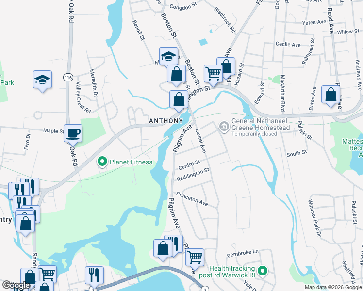 map of restaurants, bars, coffee shops, grocery stores, and more near 27 Pilgrim Avenue in Coventry