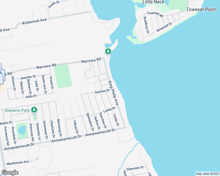 map of restaurants, bars, coffee shops, grocery stores, and more near 65 King Phillip Avenue in Bristol