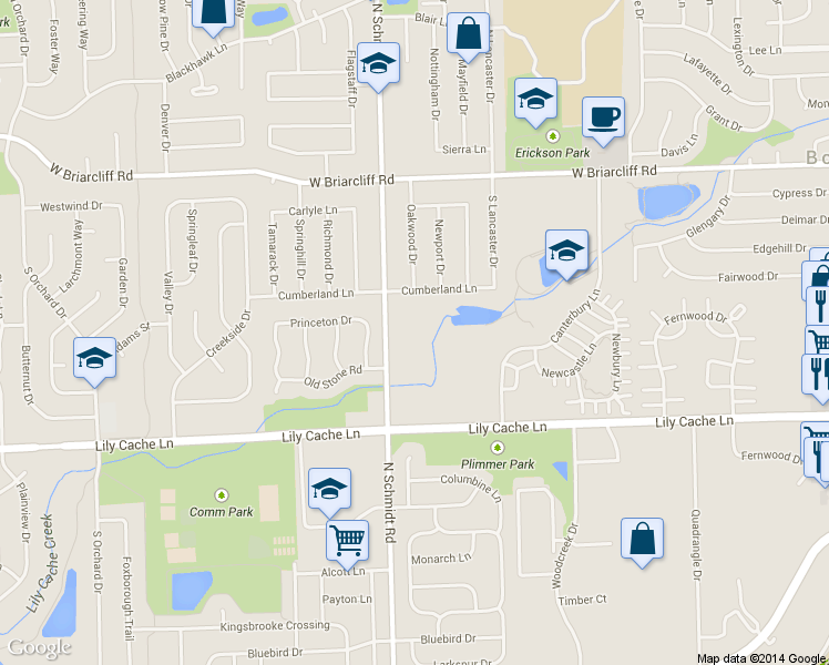 map of restaurants, bars, coffee shops, grocery stores, and more near 240 S Schmidt Rd in Bolingbrook