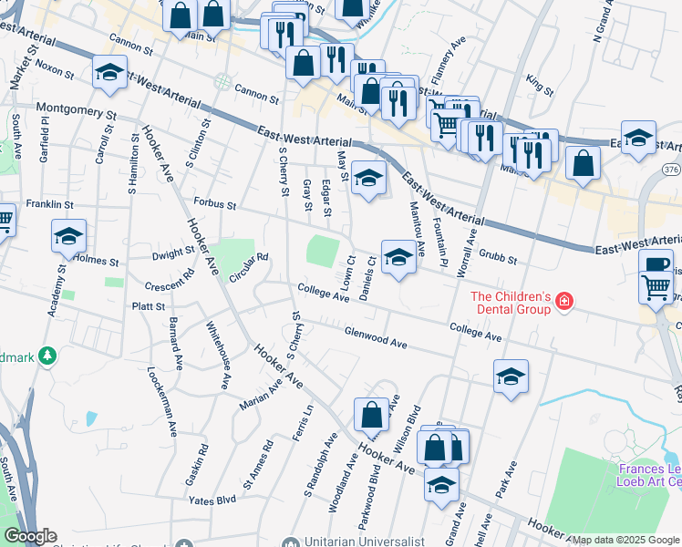 map of restaurants, bars, coffee shops, grocery stores, and more near 7 Lown Court in Poughkeepsie
