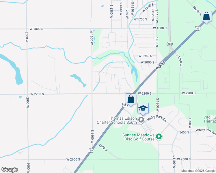 map of restaurants, bars, coffee shops, grocery stores, and more near 1567 West 2165 South in Logan