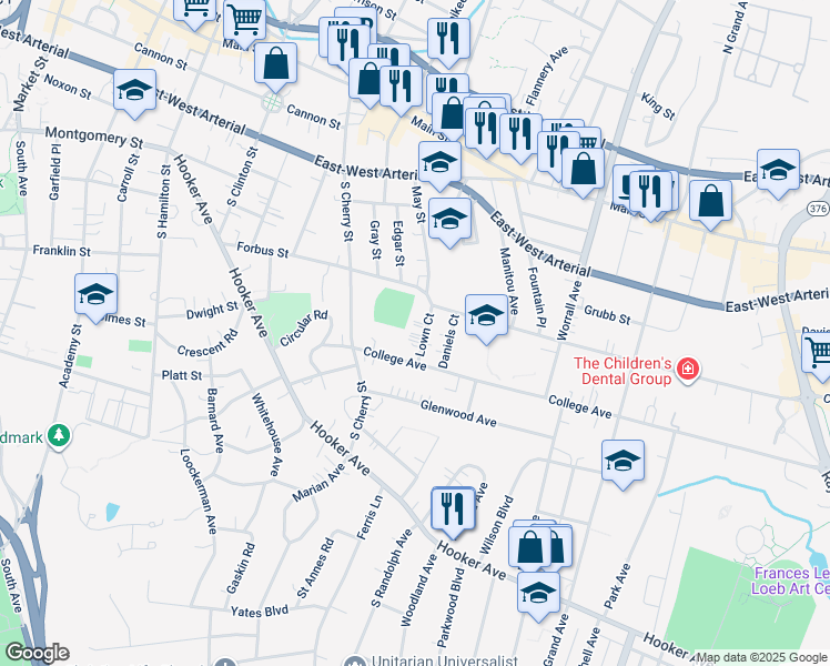 map of restaurants, bars, coffee shops, grocery stores, and more near 7 Lown Court in Poughkeepsie