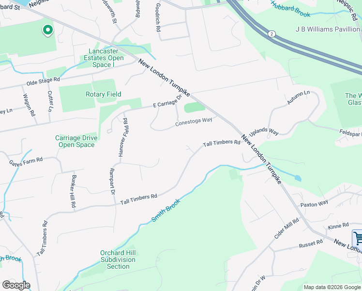 map of restaurants, bars, coffee shops, grocery stores, and more near 421 Tall Timbers Road in Glastonbury