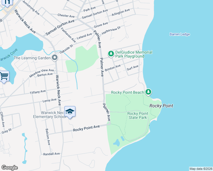 map of restaurants, bars, coffee shops, grocery stores, and more near 153 Ogden Avenue in Warwick