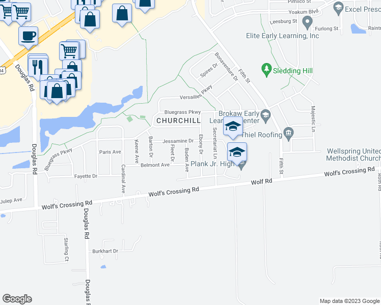 map of restaurants, bars, coffee shops, grocery stores, and more near 812 Baden Avenue in Oswego