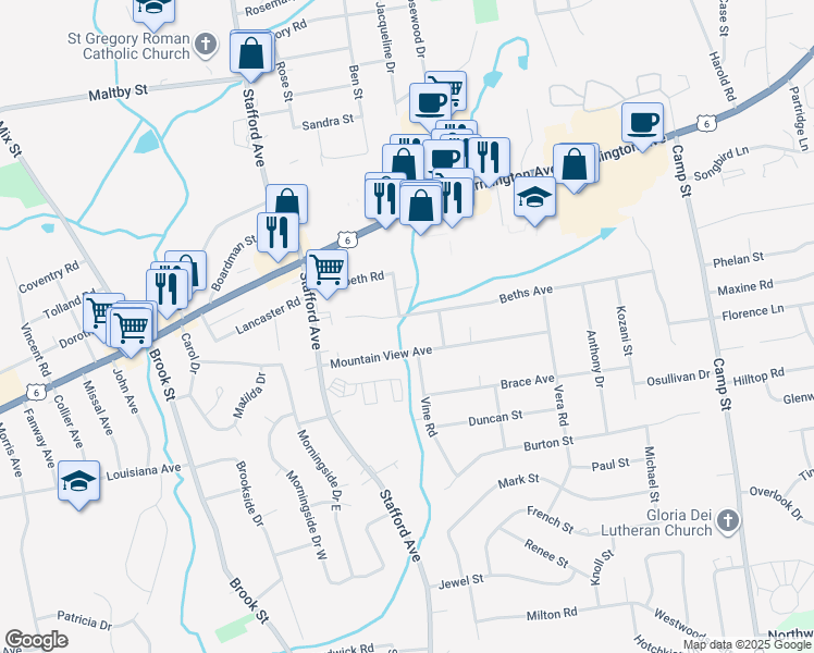 map of restaurants, bars, coffee shops, grocery stores, and more near 96 Beths Avenue in Bristol