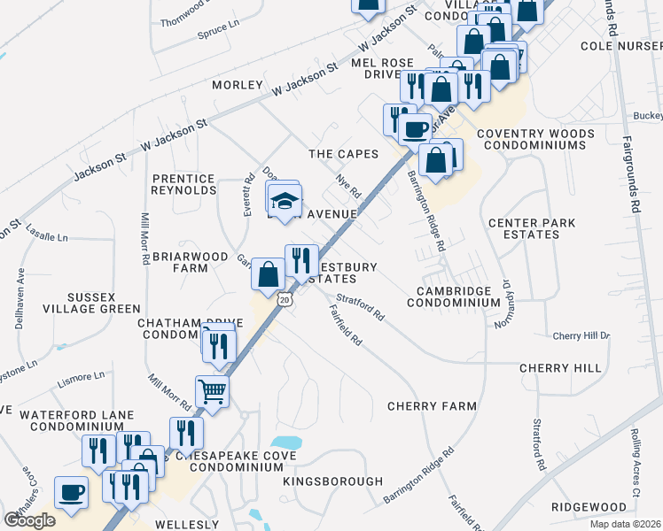 map of restaurants, bars, coffee shops, grocery stores, and more near 508 Lanmark Cove in Painesville