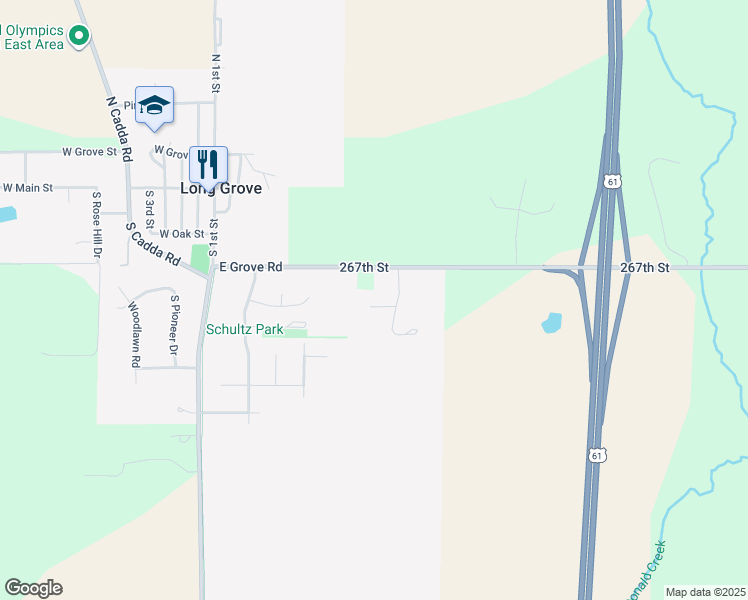 map of restaurants, bars, coffee shops, grocery stores, and more near 502 East Brownlie Lane in Long Grove