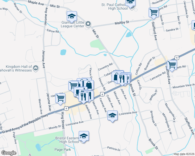 map of restaurants, bars, coffee shops, grocery stores, and more near 73 Vincent Road in Bristol