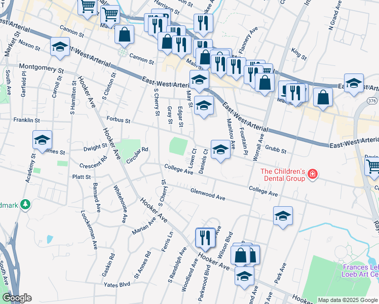 map of restaurants, bars, coffee shops, grocery stores, and more near 7 Lown Court in Poughkeepsie