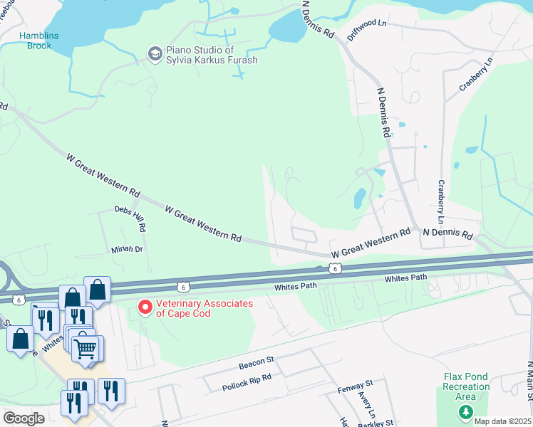 map of restaurants, bars, coffee shops, grocery stores, and more near 24 Joel Road in Yarmouth