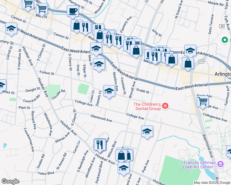 map of restaurants, bars, coffee shops, grocery stores, and more near 100 Forbus Street in Poughkeepsie