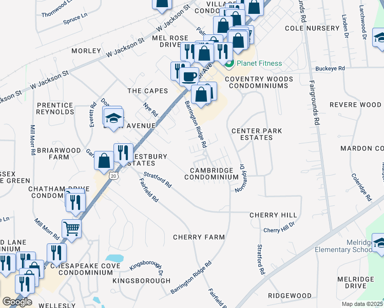 map of restaurants, bars, coffee shops, grocery stores, and more near 1651 Mentor Avenue in Painesville