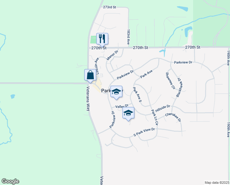 map of restaurants, bars, coffee shops, grocery stores, and more near in Park View