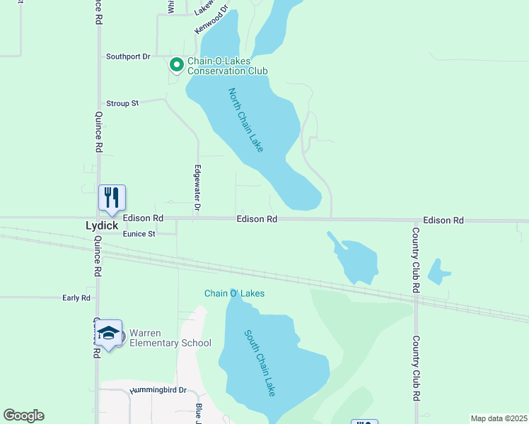 map of restaurants, bars, coffee shops, grocery stores, and more near 54951-54999 Easement Lane in South Bend
