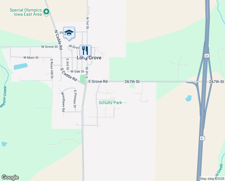 map of restaurants, bars, coffee shops, grocery stores, and more near 304 East Brownlie Lane in Long Grove