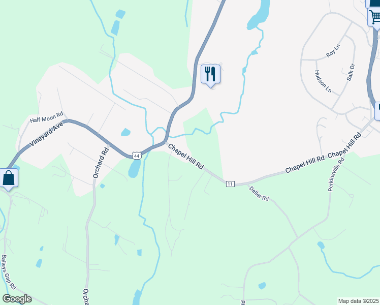 map of restaurants, bars, coffee shops, grocery stores, and more near 247 Chapel Hill Road in Highland
