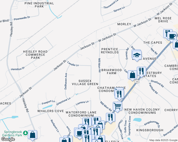 map of restaurants, bars, coffee shops, grocery stores, and more near 6474 Hudson Avenue in Mentor