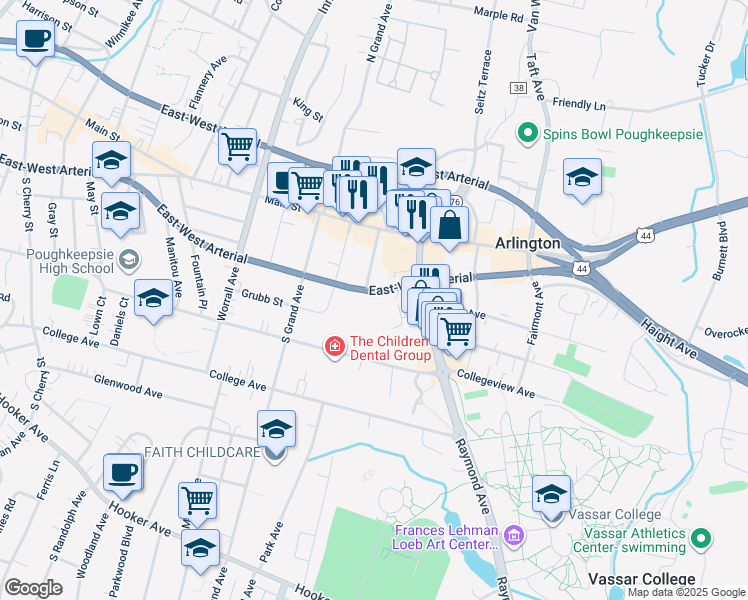 map of restaurants, bars, coffee shops, grocery stores, and more near 470 West Haight Avenue in Arlington