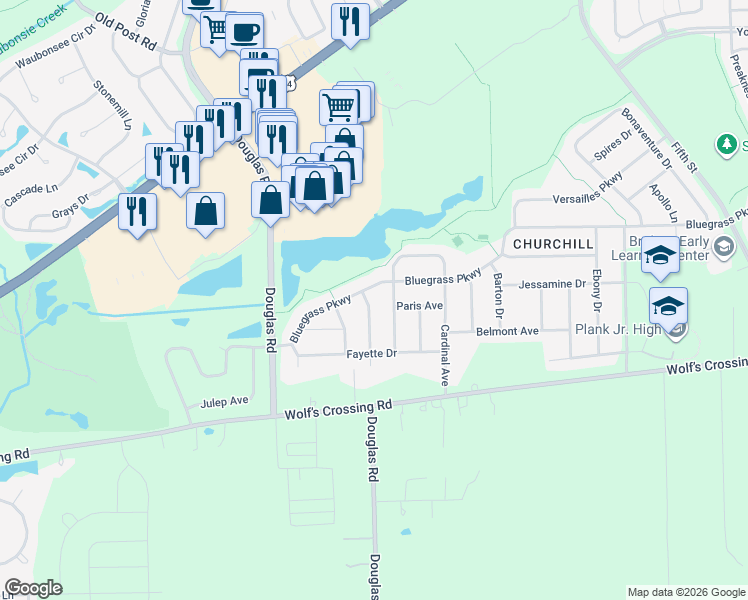 map of restaurants, bars, coffee shops, grocery stores, and more near 414 Frankfort Avenue in Oswego