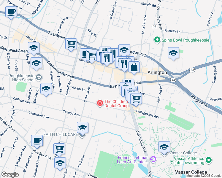 map of restaurants, bars, coffee shops, grocery stores, and more near 470 West Haight Avenue in Arlington