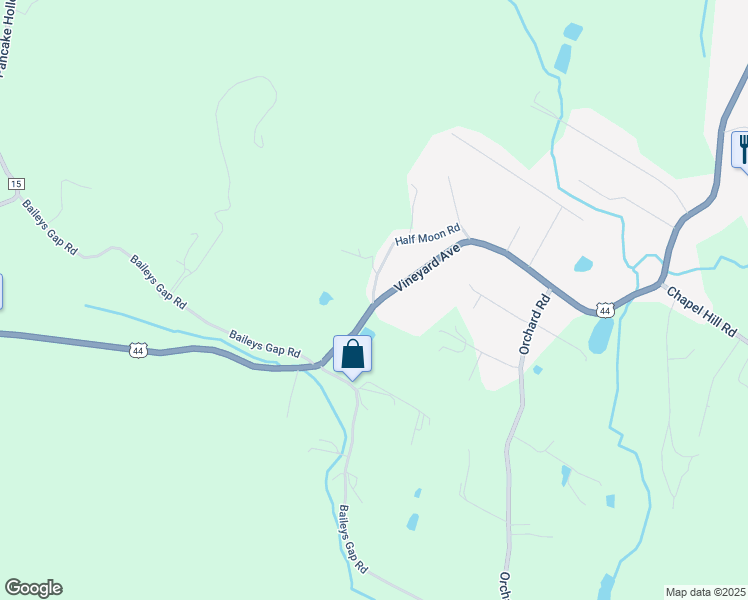 map of restaurants, bars, coffee shops, grocery stores, and more near 98 Half Moon Road in Highland