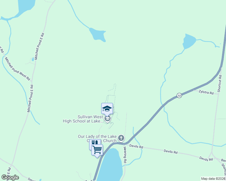 map of restaurants, bars, coffee shops, grocery stores, and more near in Lake Huntington