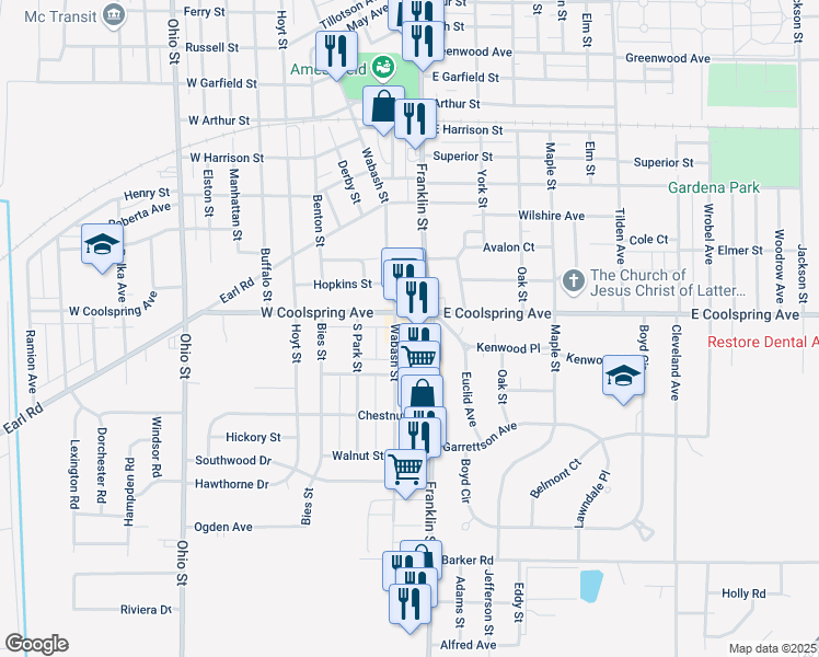 map of restaurants, bars, coffee shops, grocery stores, and more near 3000-3098 Wabash St in Michigan City