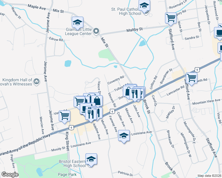 map of restaurants, bars, coffee shops, grocery stores, and more near 73 Vincent Road in Bristol