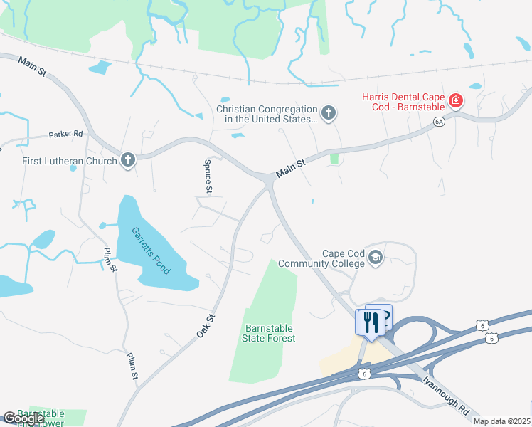 map of restaurants, bars, coffee shops, grocery stores, and more near 2391 Iyannough Road in Barnstable