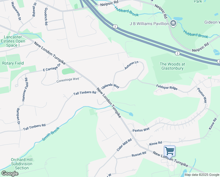 map of restaurants, bars, coffee shops, grocery stores, and more near 1056 New London Turnpike in Glastonbury