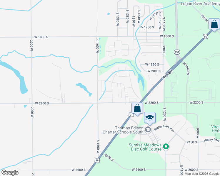 map of restaurants, bars, coffee shops, grocery stores, and more near 2125 South Creekside Drive in Wellsville