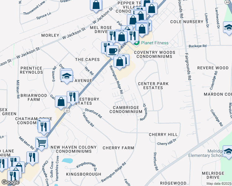 map of restaurants, bars, coffee shops, grocery stores, and more near 1651 Mentor Avenue in Painesville