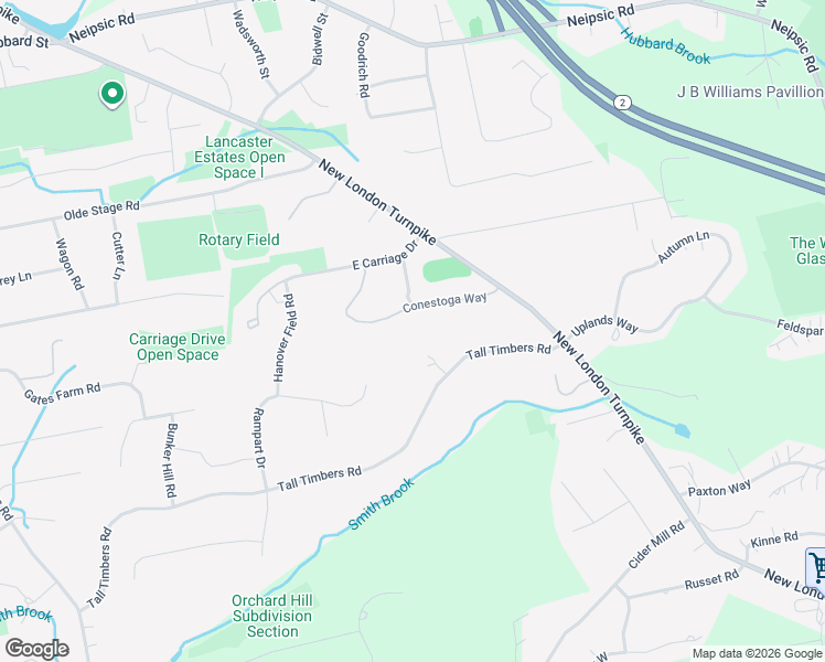 map of restaurants, bars, coffee shops, grocery stores, and more near 421 Tall Timbers Road in Glastonbury