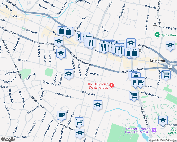 map of restaurants, bars, coffee shops, grocery stores, and more near 51 Worrall Avenue in Poughkeepsie