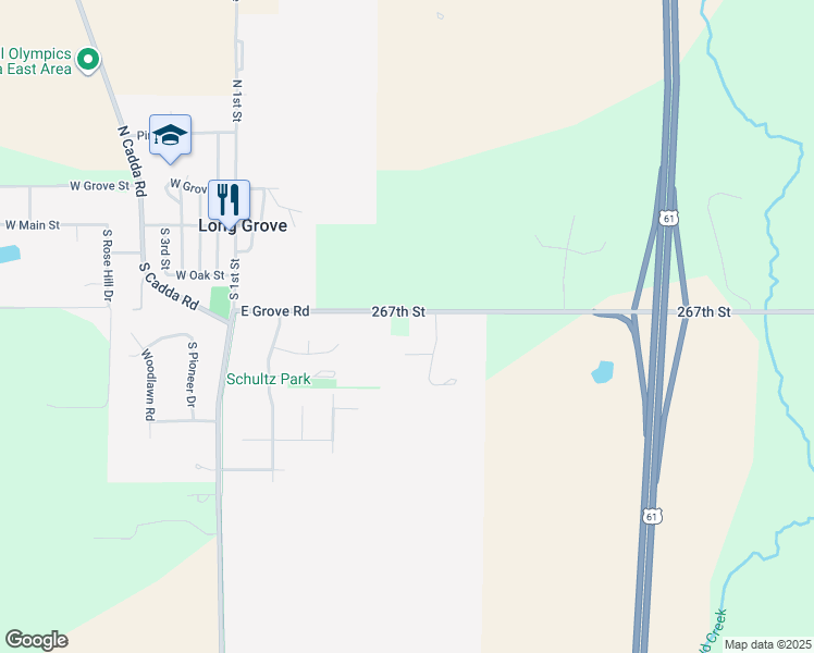 map of restaurants, bars, coffee shops, grocery stores, and more near 502 East Brownlie Lane in Long Grove