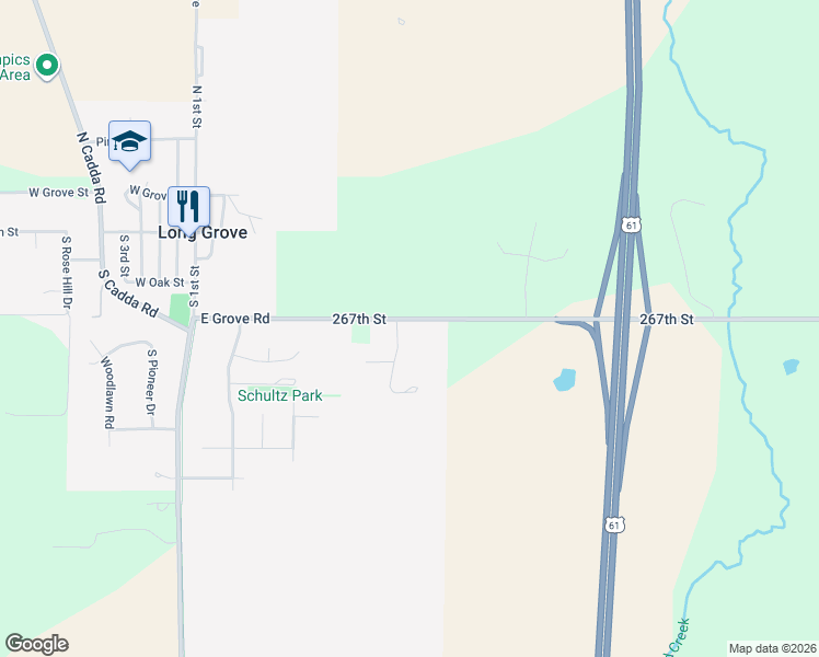 map of restaurants, bars, coffee shops, grocery stores, and more near 303 South Schultz Lane in Long Grove